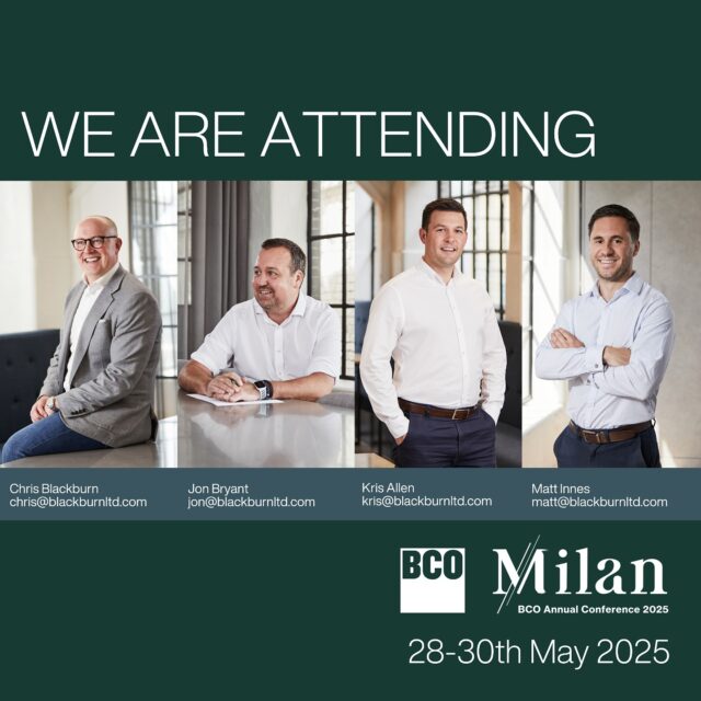 We’re excited to be attending the BCO Conference 2025 in Milan.

This year Chris Blackburn, Jon Bryant, Kris Allen and Matt Innes will be representing B&CO at the event.

Please get in touch if you would like to catch up!