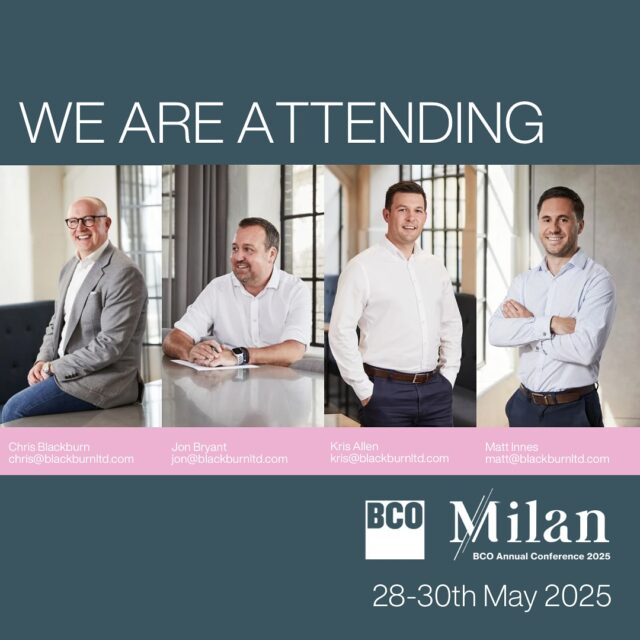 It’s the BCO Conference this week in Milan 👏🏻

Chris, Jon, Kris and Matt will be representing B&CO at the event this year, please get in touch if you would like to catch up!